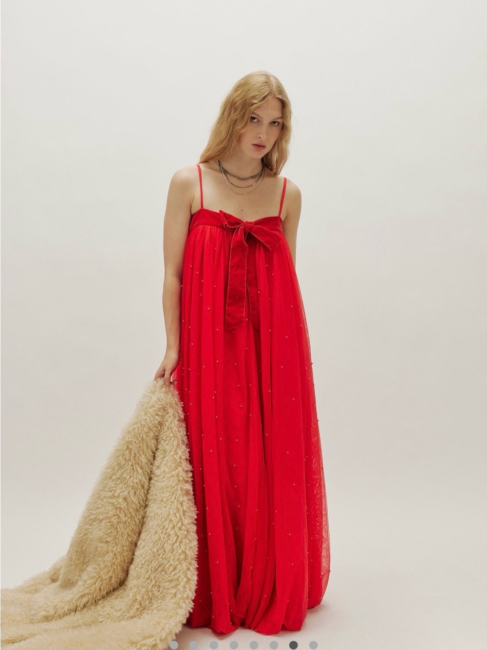 Free People Show Stopper Maxi Dress Red Embellished Mesh – Size Small - Picture 4 of 11